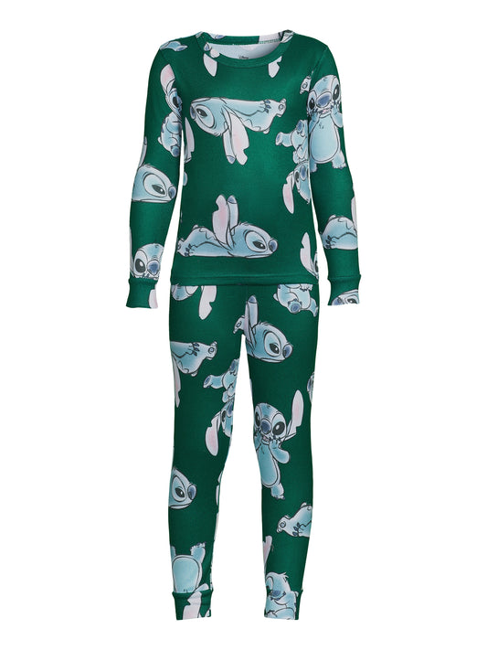 Girls Print Long Sleeve Top and Pants Pajama Set, 2-Piece