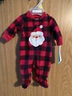 Preemie Winter Footed Jumpsuit Two Way Zipper W/ Santa Print NWT Unisex