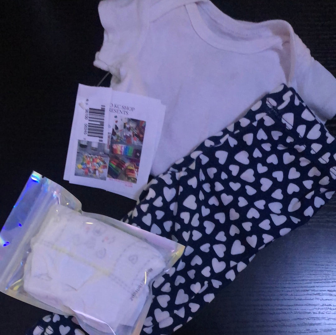 Infant girl 2pc outfit blue and white